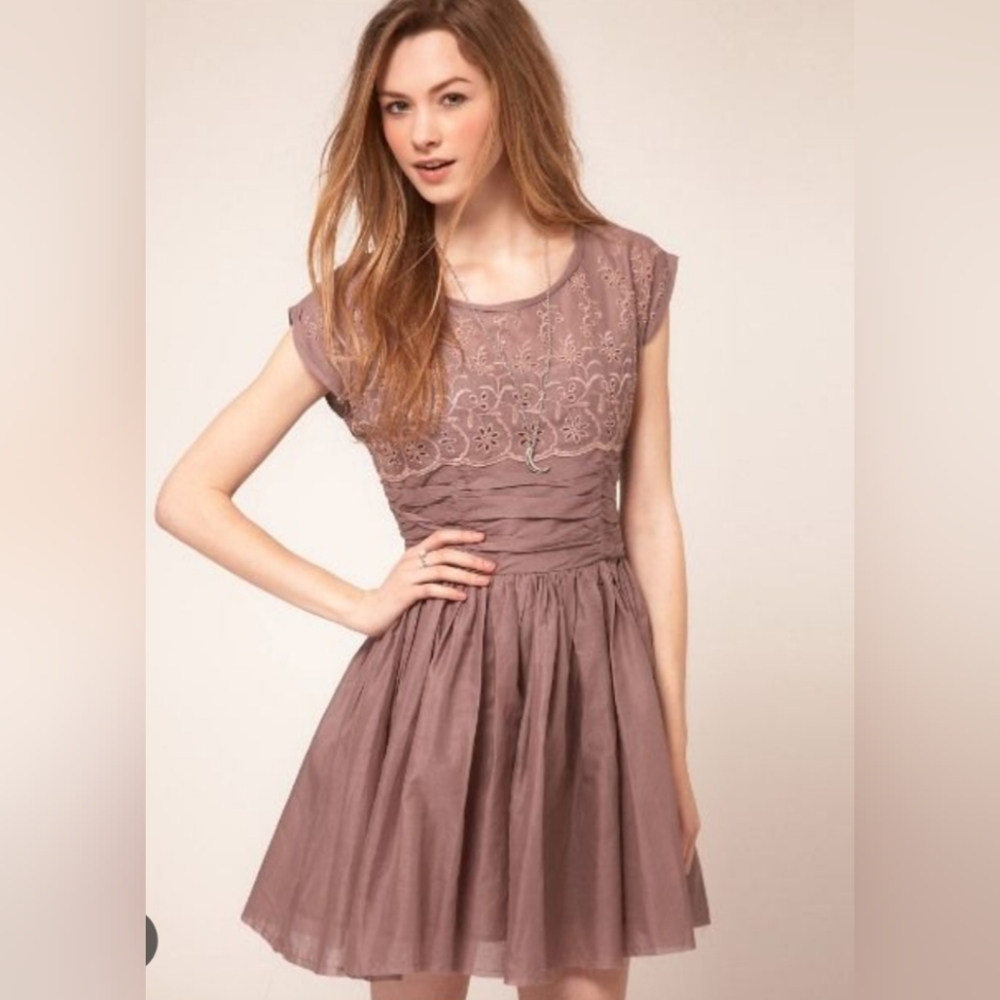 Free People Mauve Lace Mini Dress